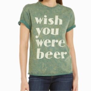 NWT True Vintage Los Angeles “Wish you were Beer” Green Graphic Tee Medium